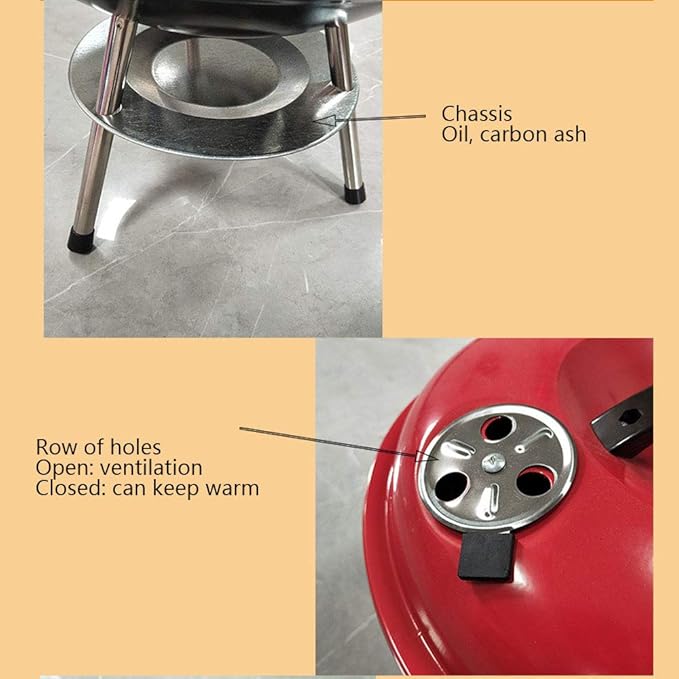 Large Charcoal Barbecue with Wheels and Stainless Steel Grill | Perfect for Family BBQ Parties Outdoors