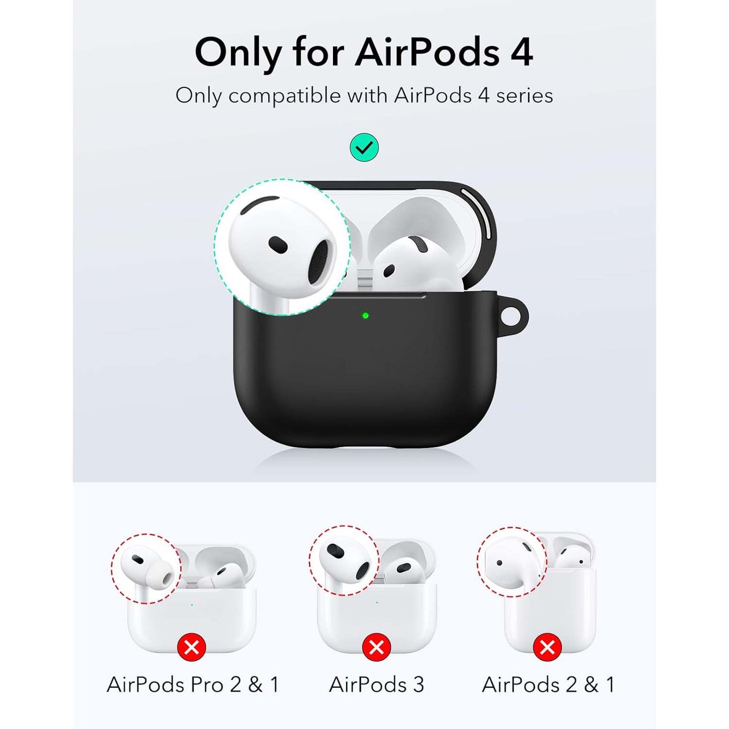 AirPods 4 Case (2024). USB-C compatible cover with magnetic lid lock & full drop protection. Soft multi-color cases.