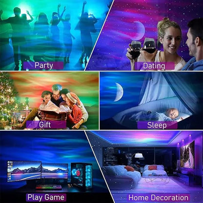Galaxy Star Projector – 3-in-1 LED Northern Lights Aurora Projector with Bluetooth Speaker and White Noise