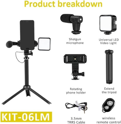 Live Set Fill Light Selfie Stick Tripod with Microphone – Foldable Selfie Stick for Mobile Phones