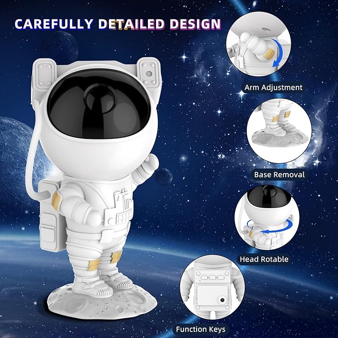 Astronaut Galaxy Star Projector Night Light | Astronaut LED Lamp with Timer & Remote | Starry Nebula Ceiling Projection | Aesthetic Room Decor for Gaming Room & Home Theater