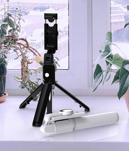 K10 Remote Tripod Mobile Universal Selfie Stick - Multifunctional Bluetooth Selfie Stick & Phone Tripod with Remote Control, Adjustable and Compact, Compatible with iPhone, Android
