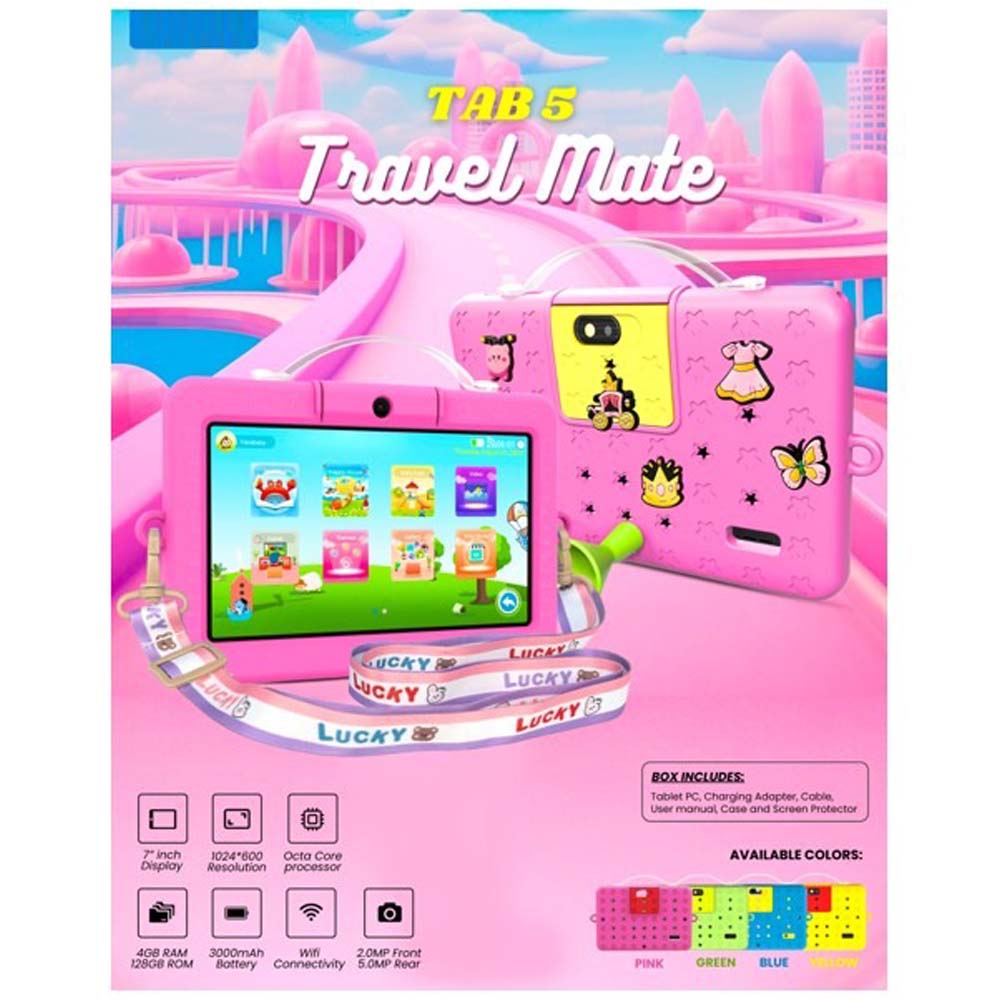 TAB 5 Travel Mate - 7" Kids Tablet for Learning & Entertainment, Durable Design, Multi-Color (Child-Friendly Android Tablet)