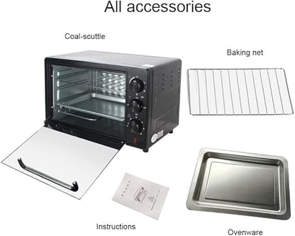 25L Electric Oven – Compact Countertop Oven with Even Heat Distribution, Timer, Baking Tray & Wire Rack for Baking, Roasting & Grilling