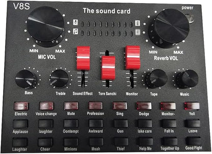 V8S Live Streaming Sound Adapter – Multi-Function High Sound Quality Phone Lap Microphone Compatible Adapter