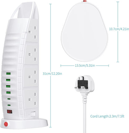Sailboat Shape Tower Extension Lead – Featuring Type C Fast Charging Ports
