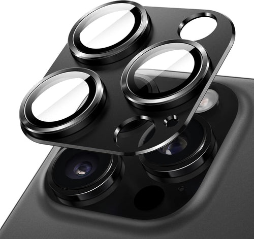 Camera Lens Protector for iPhone 16 Pro (6.3") and iPhone 16 Pro Max (6.9") – 9H Tempered Glass with Matte Metal Plate, Case-Friendly Full Coverage Lens Cover