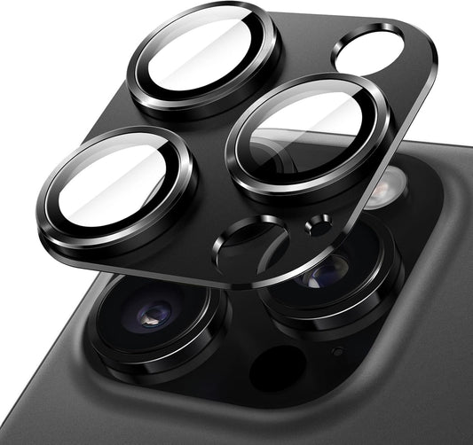 Camera Lens Protector for iPhone 16 Pro (6.3") and iPhone 16 Pro Max (6.9") – 9H Tempered Glass with Matte Metal Plate, Case-Friendly Full Coverage Lens Cover