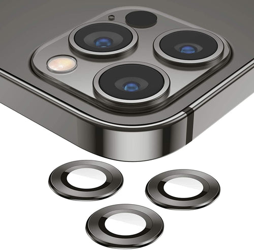 Camera Lens Protector for iPhone 13 Pro (6.1") and iPhone 13 Pro Max (6.7") – 9H Tempered Glass, Metal Individual Ring Cover, HD Clear, 1 Set