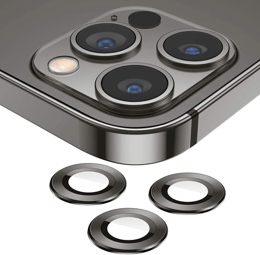 Camera Lens Protector for iPhone 13 Pro (6.1") and iPhone 13 Pro Max (6.7") – 9H Tempered Glass, Metal Individual Ring Cover, HD Clear, 1 Set