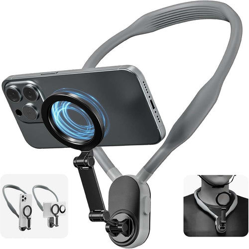 Magnetic Neck Mount - Hands-Free POV/Vlog Phone Holder, Multi-Angle, Compatible with iPhone & Android, Silicone Lazy Bracket