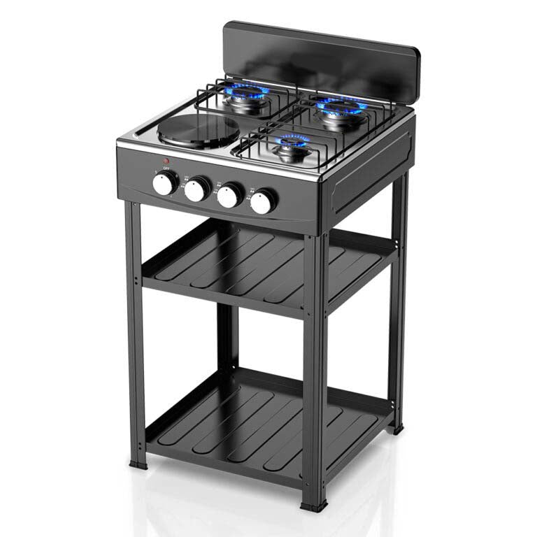 4-in-1 Gas Stove: 3 Burner + Hot Plate with Stand – Durable & Efficient Cooking Solution
