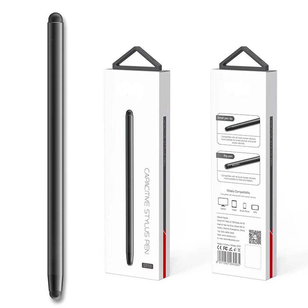 ST01 Dual-Tip Stylus Pen - Precision Capacitive Touch Screen Stylus for Tablets, PCs & Smartphones (Black)