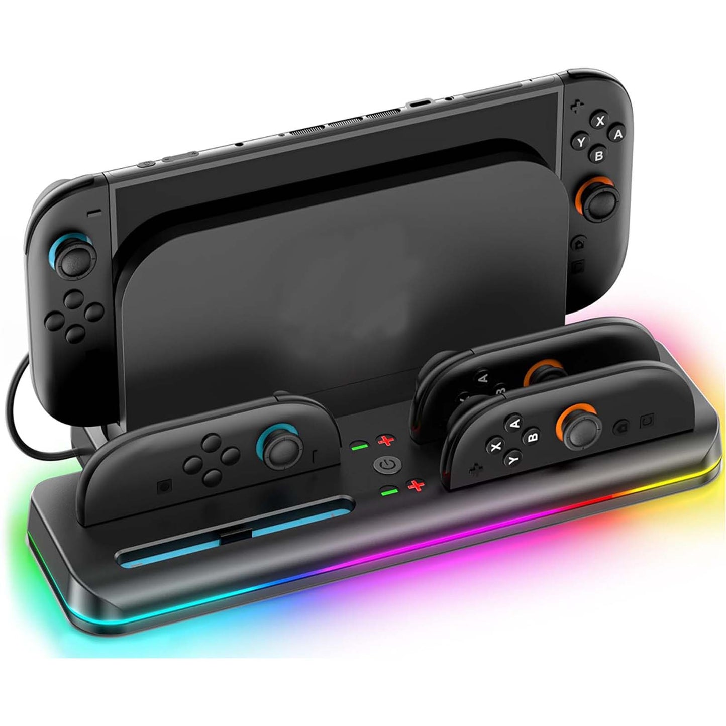 Switch 2 Charging Dock Station - Controller Charger with 7 RGB Lights, 9 Game Slots & Cooling Fan