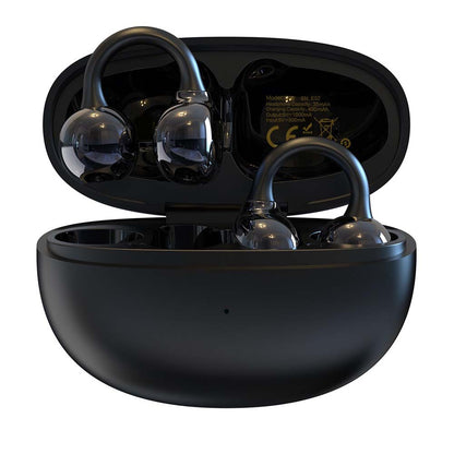 U-20 Open Ear Ring Headphones - Bluetooth 5.4 Clip-On OWS Earphones, 30H Battery, Noise-Cancelling, 4.9g Lightweight (Black)