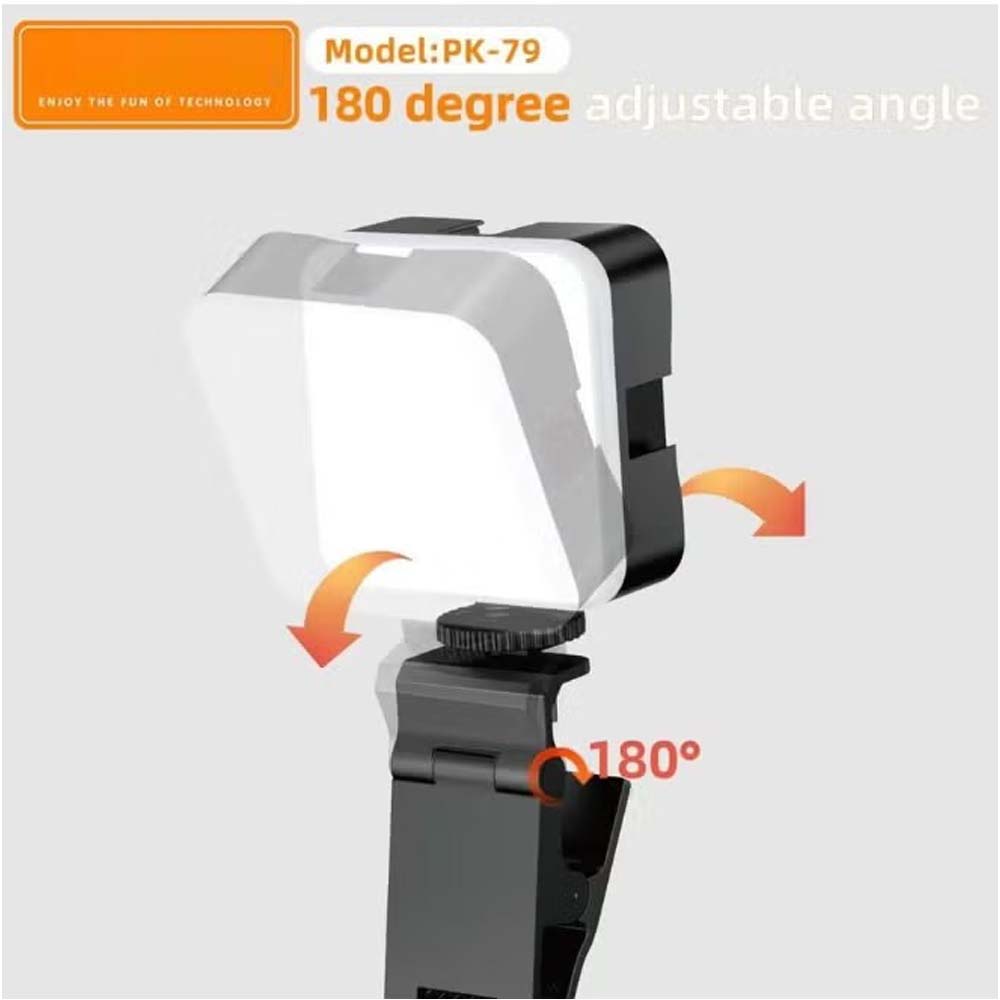 PK79 Mini LED Video Light - 6000K Dimmable 5.5W Fill Lamp with Universal Mount for DSLR, Phone & Laptop