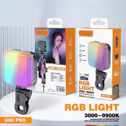 U80 Pro RGB LED Photography Light - 3000K-99000K Color Temp, Magnetic Mount, Rechargeable for Mobile & Camera Videos