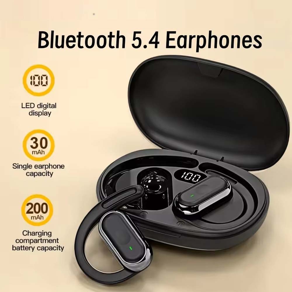 U-17H Wireless Sports Earbuds - Bluetooth 5.0, IPX5 Waterproof, Touch Control, Secure Fit for All Smartphones (Off-White)