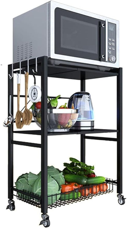 Adjustable 4-Layer Kitchen and Bedroom Storage Rack – Mobile and Versatile Floor Standing Solution