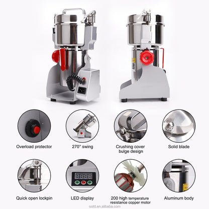 800g Food Grinder - Herb, Pepper, Flour & Rice Mill Machine for Home, Compact & Efficient Multi-Purpose Grinder