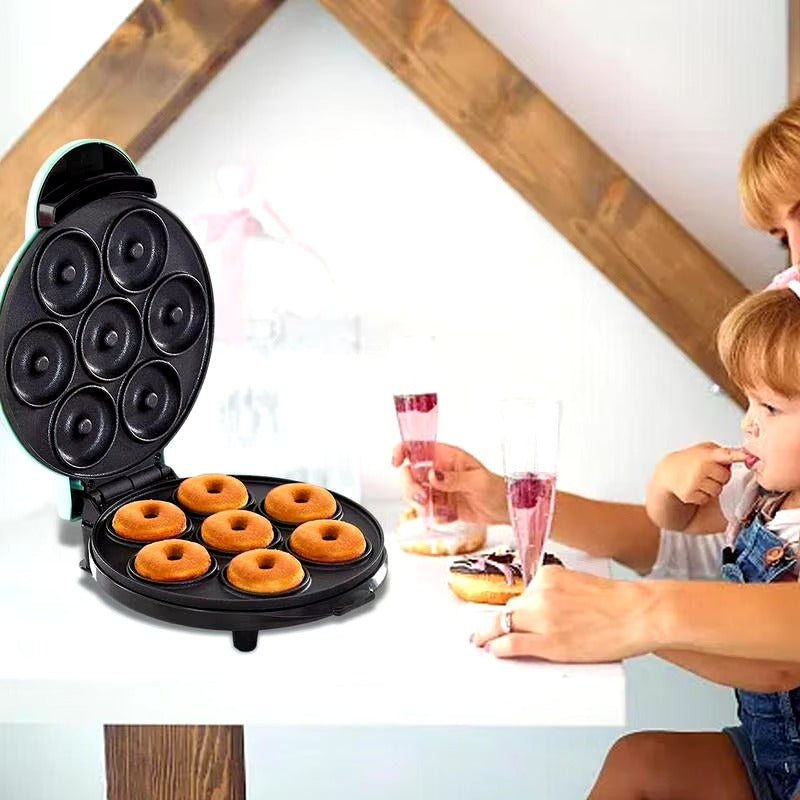Household Electric Donut Maker - Double-Sided Heating Donut & Bread Machine, Cake Baking Pan, Non-Stick Breakfast Maker Oven for Homemade Donuts, Cakes, and Mini Bread - Easy-to-Use, Compact & Fast Heating, Ideal for Breakfast and Snacks