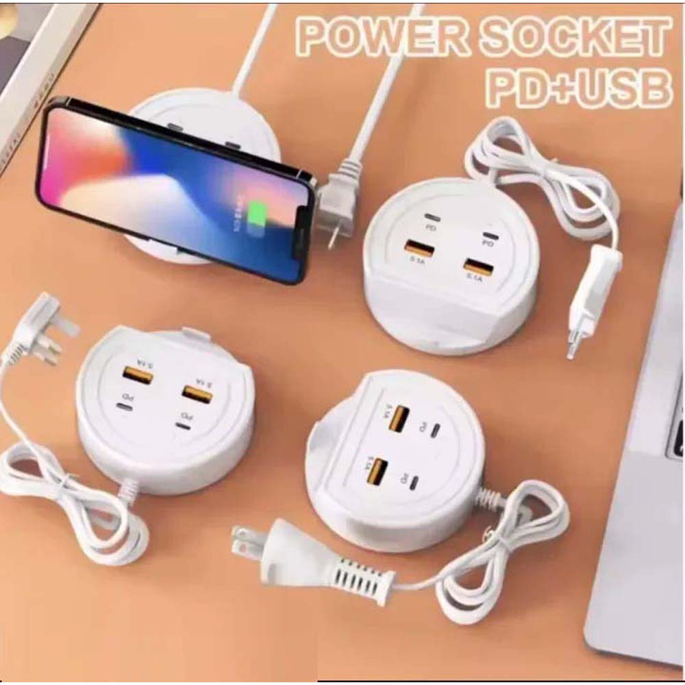 Quick Charge 5.1A Charger with Dual PD+USB Ports - Universal Multi-Port Charging Station with Mobile Phone Holder | 5V/5.1A Multi-U Port Charger for Fast, Convenient Charging | Compatible with All Mobile Phones