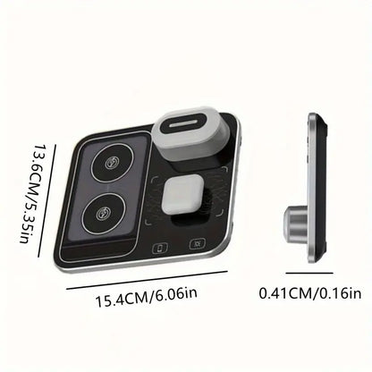 R12 Desktop Wireless Charger – 4-in-1 Automatic Lifting Station with RGB Light Effects and Sound-Controlled Lights