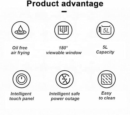 2400W Air Fryer | Powerful Cooking with LED Touch Panel, Large 8L Capacity, and Versatile Cooking Modes | Healthy Frying for Family Meals