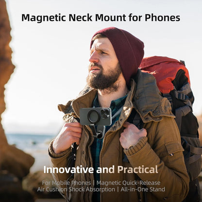 Magnetic Neck Mount - Hands-Free POV/Vlog Phone Holder, Multi-Angle, Compatible with iPhone & Android, Silicone Lazy Bracket
