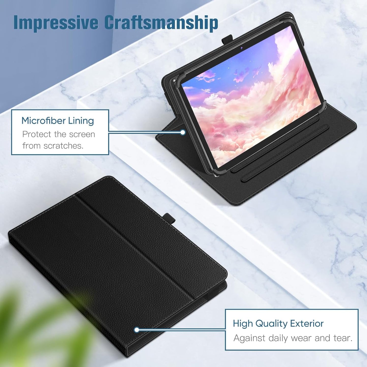 360° Rotating Case for Universal 10/11-inch" Tablets - Premium Leather w/Auto Sleep/Wake & Multi-Angle Stand (Multi Colour)